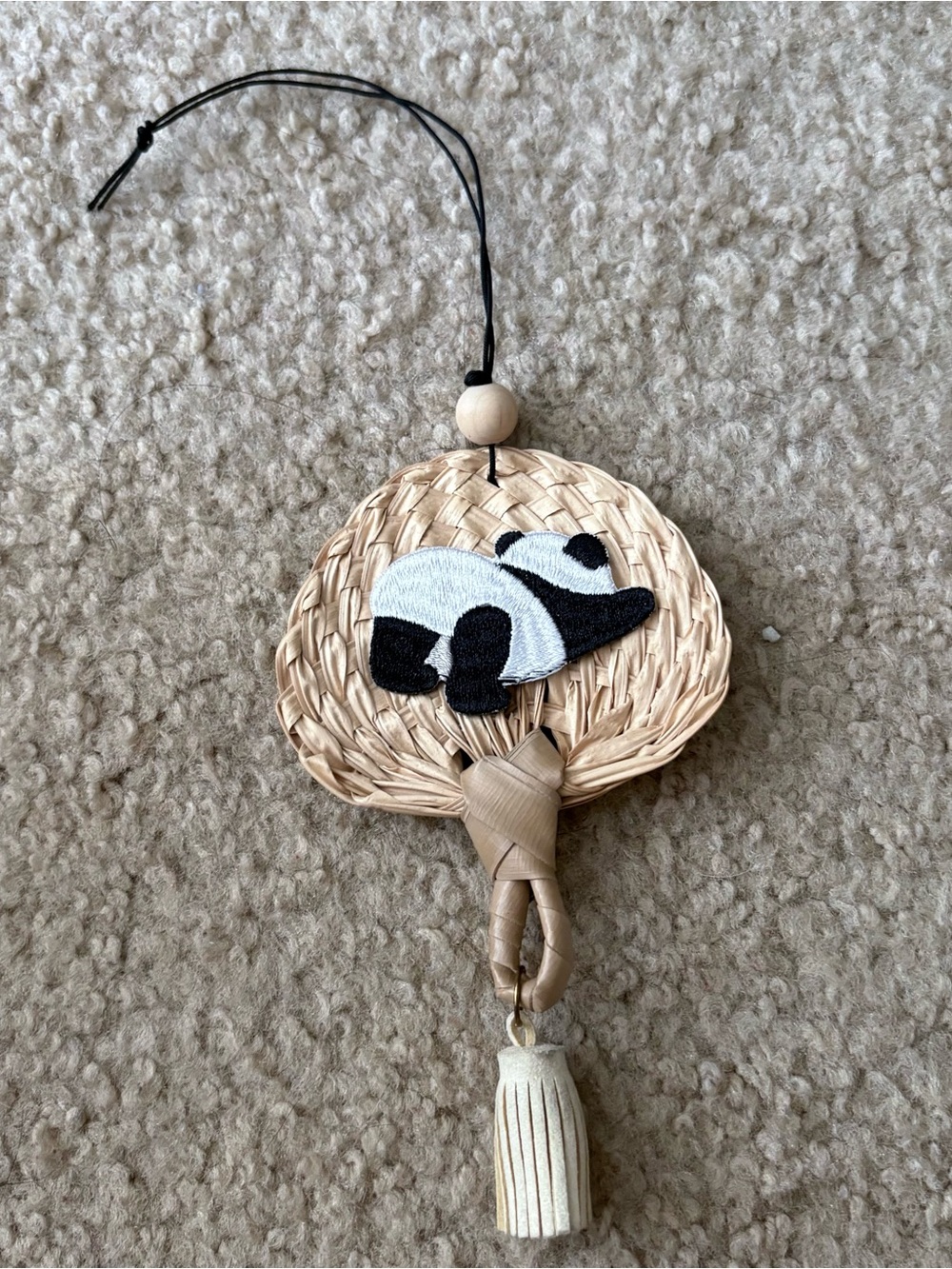 Panda Rattan Hand Fan decoration